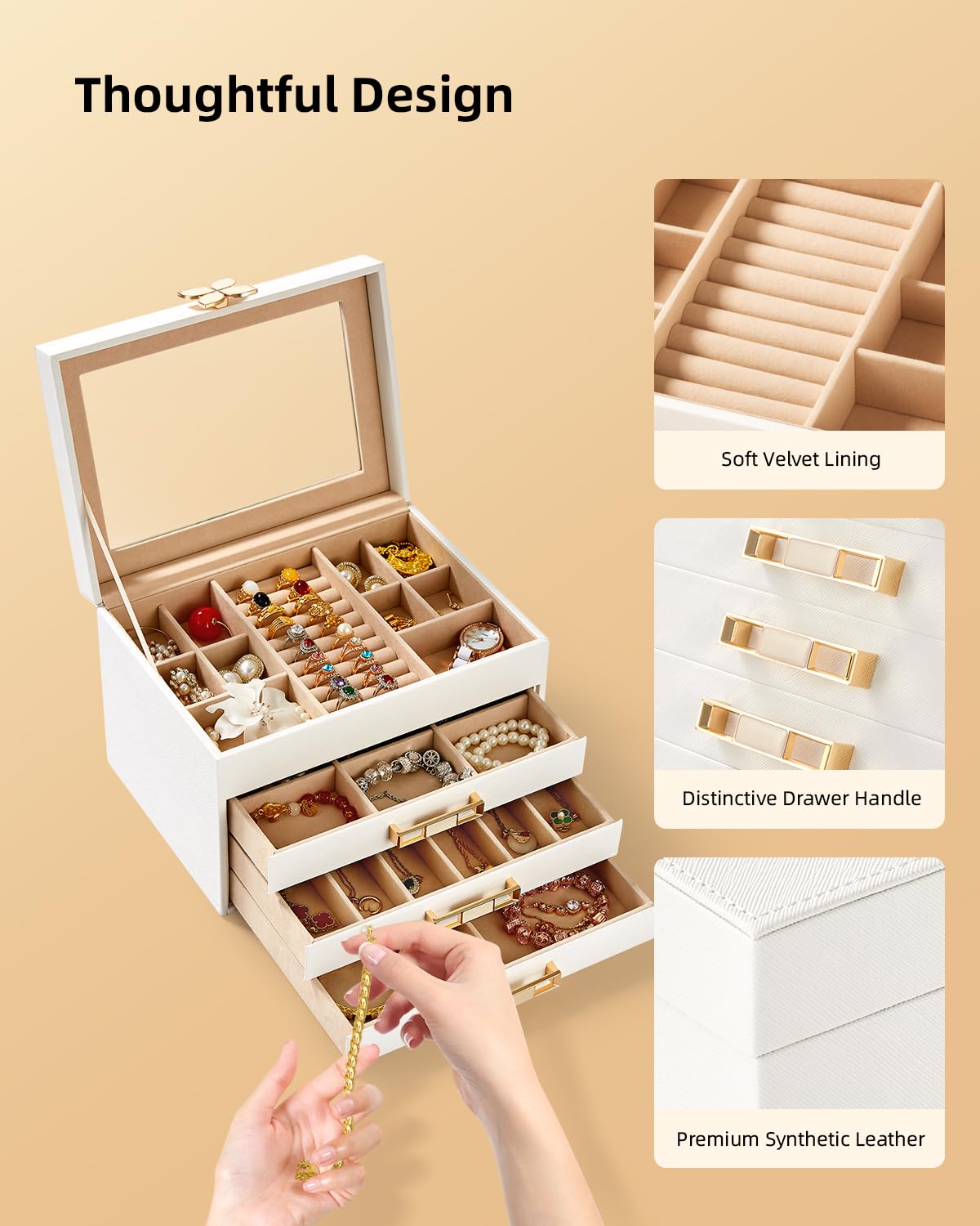 Amazon.co.jp: Vee ジュエリーボックス、ジュエリーオーガナイザー